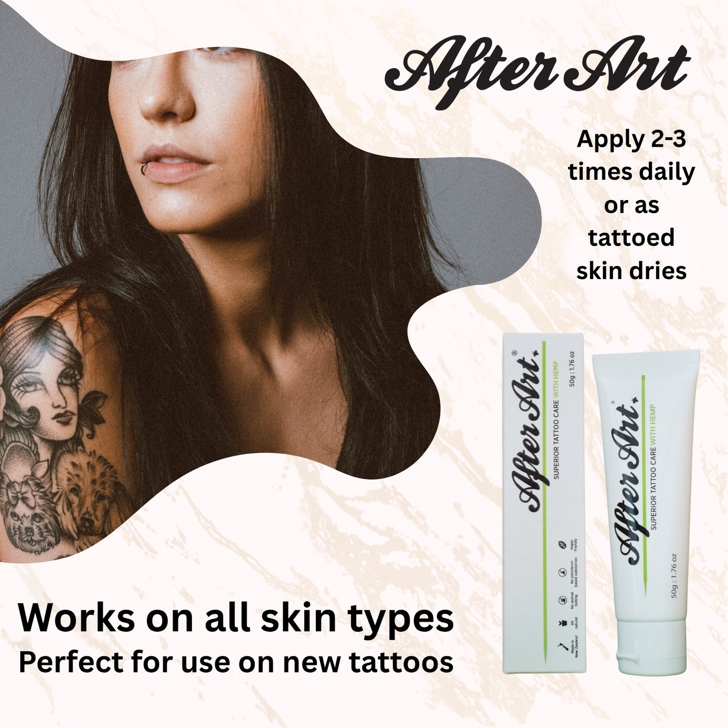 Tattoo Aftercare Cream With Hemp 1.76oz/50g Tube